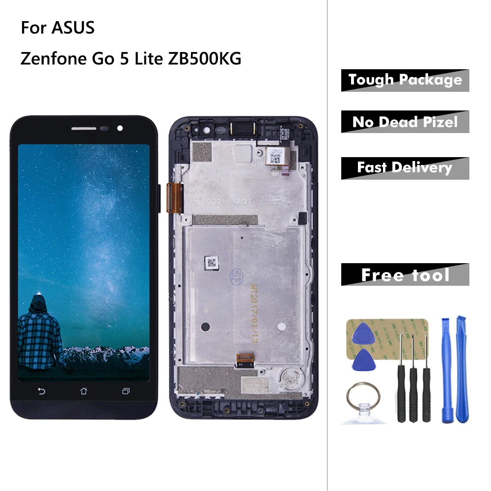 Рамка ZB500KG ЖК-дисплей для Asus-Zenfone go 5 lite X00BD сенсорный экран дигитайзер в сборе с