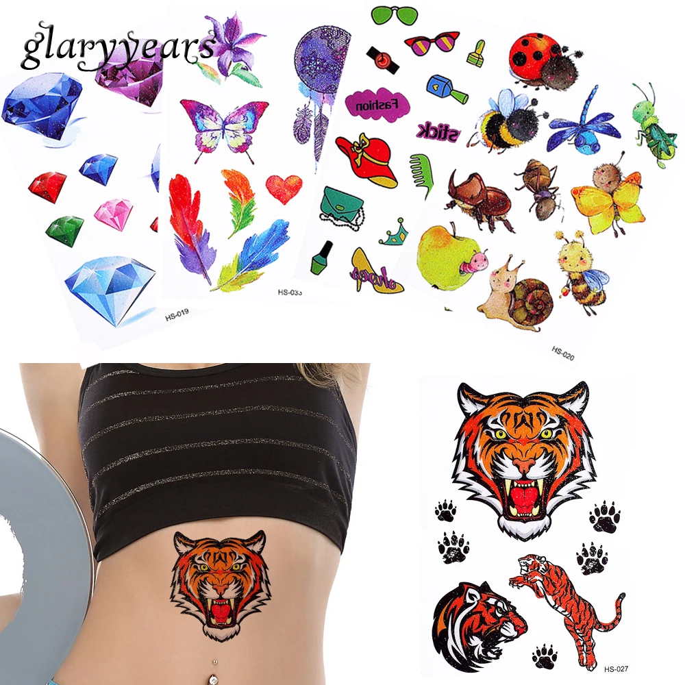 18 Designs 1 Sheet Glitter Flash Butterfly Tiger Eagle Pattern Temporary  Body Tattoo for Boy Girl Small Children Cartoon Sticker|temporary body  tattoos|body tattootattoo for boys - AliExpress