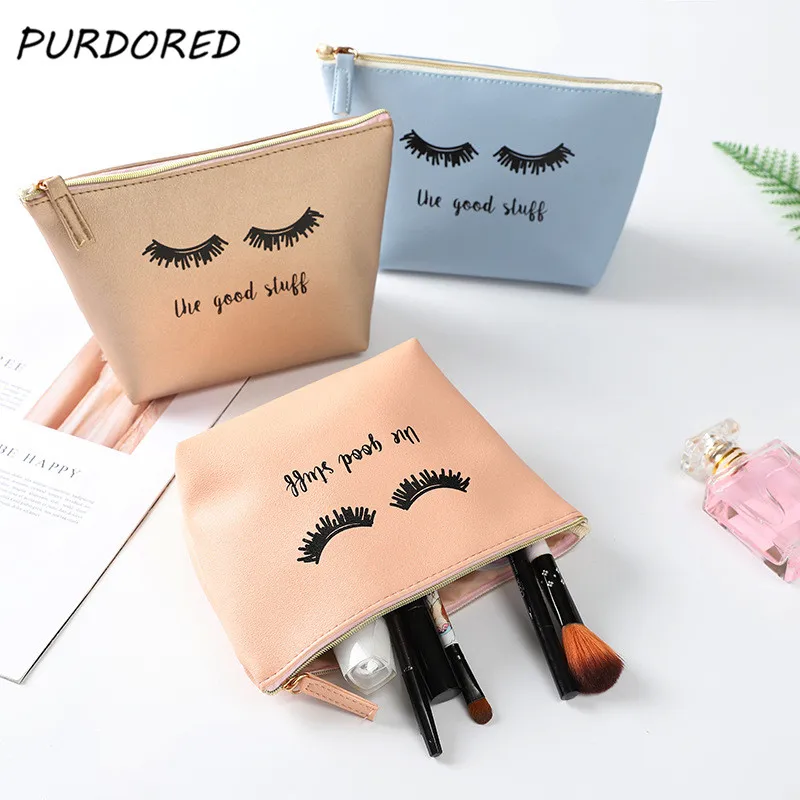 

PURDORED 1 pc Kawaii Eyelashes Cosmetic Bag PU Makeup Beauty Pouch Make Up Bag For Women Travel Organizer Dropshipping
