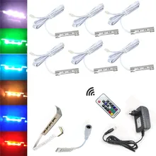 Aiboo Under Cabinet LED Lights for Glass Edge Shelf Back Side Clip Clamp Strip Lighting with RF Remote Control 6 Lamps Kit