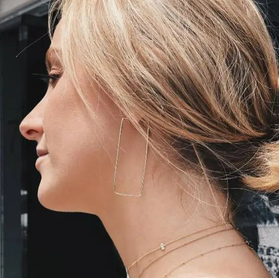 

618 New Geometric Rectangle Minimalist Exaggerated Earrings Trendy Women Rhinestone Brincos Earrings Bijoux Jewelry Gift E5349