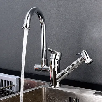 

Free shipping Modern design copper bathroom basin faucet with pull out bidets sprayer chrome color single handle