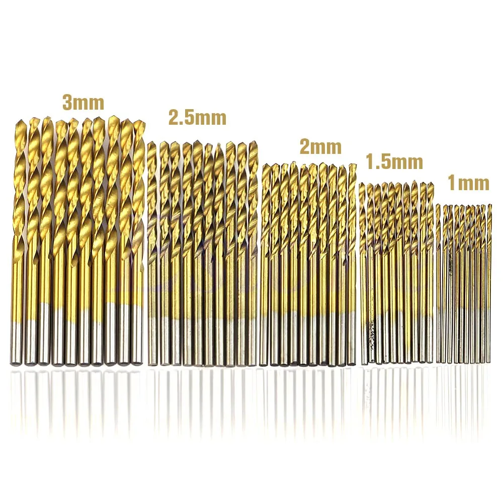 50 Pcs drill bit set HSS 4241 Titanium Coated Twist Drill Bits Tool Set Metric System drill bit woodworking punte trapano