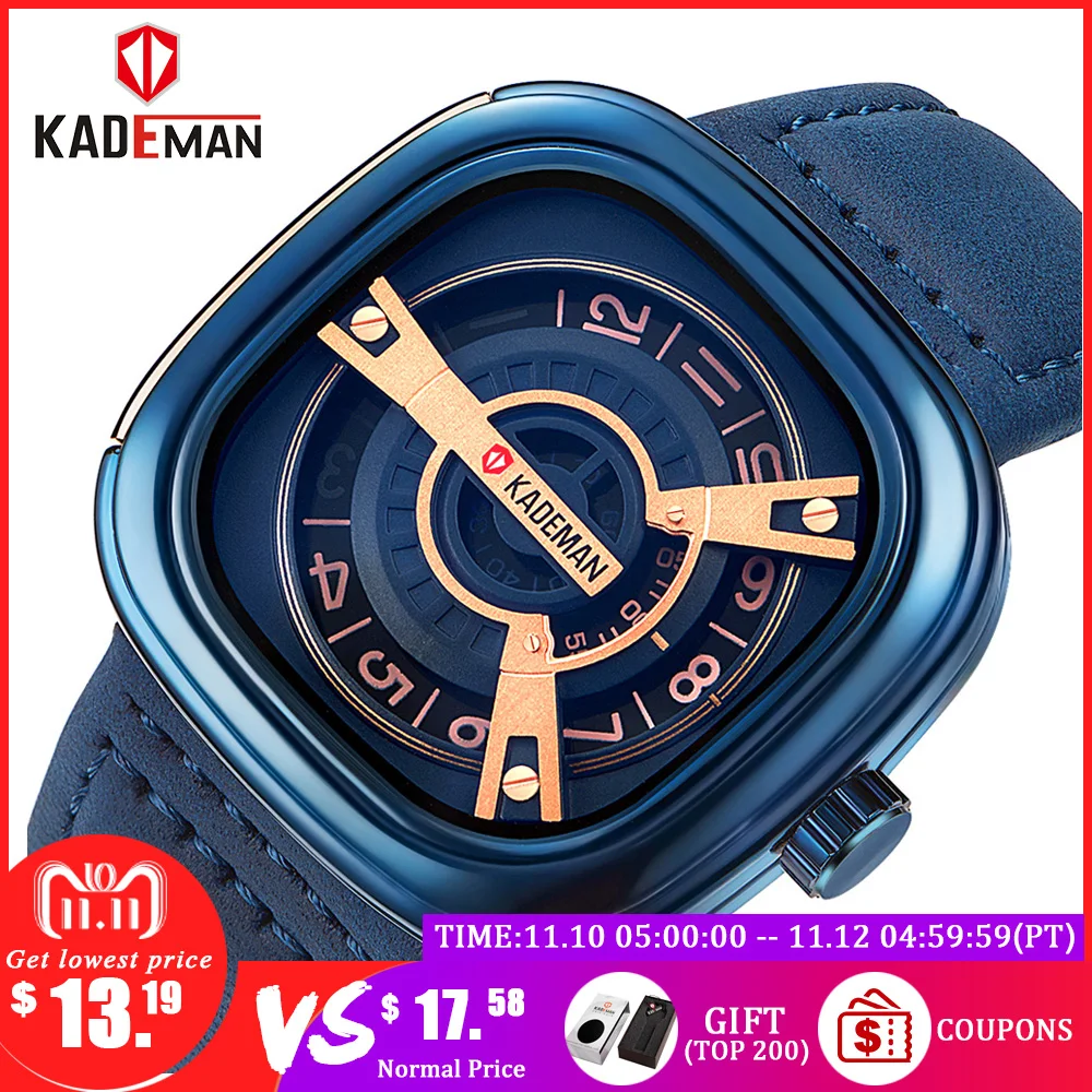 

KADEMAN Army Military Mens Watches Luxury Brand Quartz Analog Clock Sports Leather Waterproof Wristwatch relogio masculino