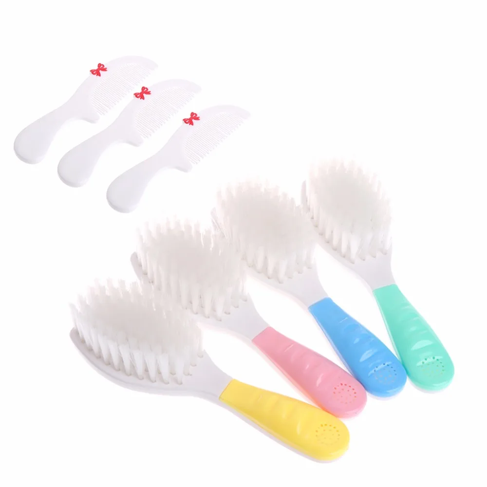 

2Pcs Baby Safety Soft Hair Brush Set Infant Comb Grooming Shower Design Pack