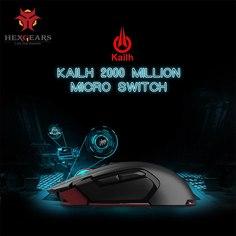 Hexgeards GM201 6000 dpi геймерская мышь RGB 7 металлическая кнопка Kailh 20 миллионов микро