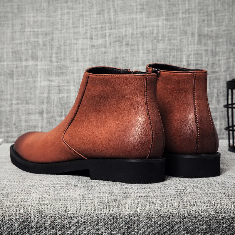 Yomior Fashion Autumn Winter Men Chelsea Boots Pointed Toe Vintage Handmade Leather Boots Business Formal Big Size Ankle