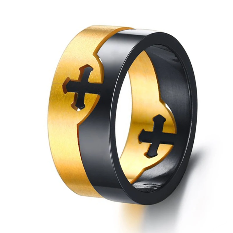 New Arrival Mens Jewelry Black & Gold Color Titanium Steel