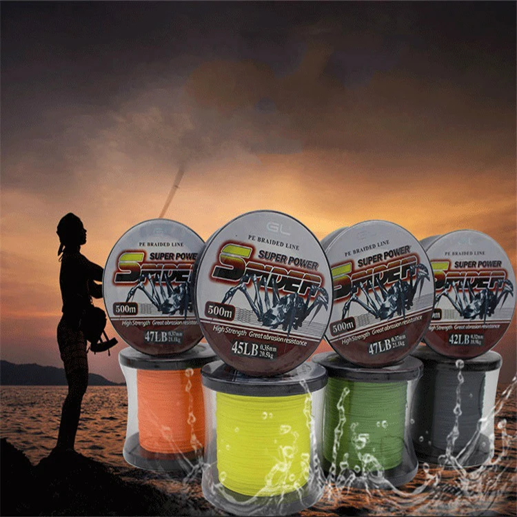 Durable high strength fishing line 4 strands 500 meters wear resistant