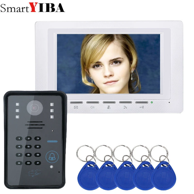 SmartYIBA 7 дюймов видеодомофон дверной звонок RFID пароль контроль доступа видео домофон камера домашний телефон с замком