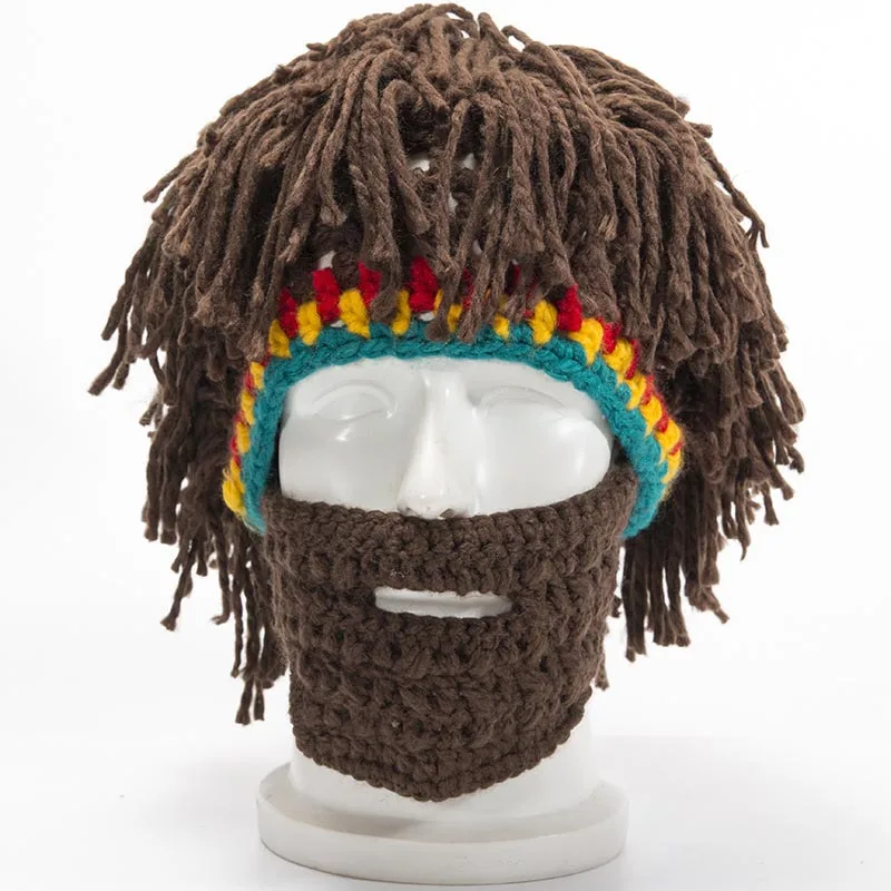 Wig Beard Hat New Costume Knit Warm Winter Caps Men Women Mens Fashion Caveman