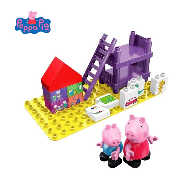 

Hot sale Genuine Peppa Pig model building kits palyhouse with figure Peppa George - (14 particles), 2dolls kids toy