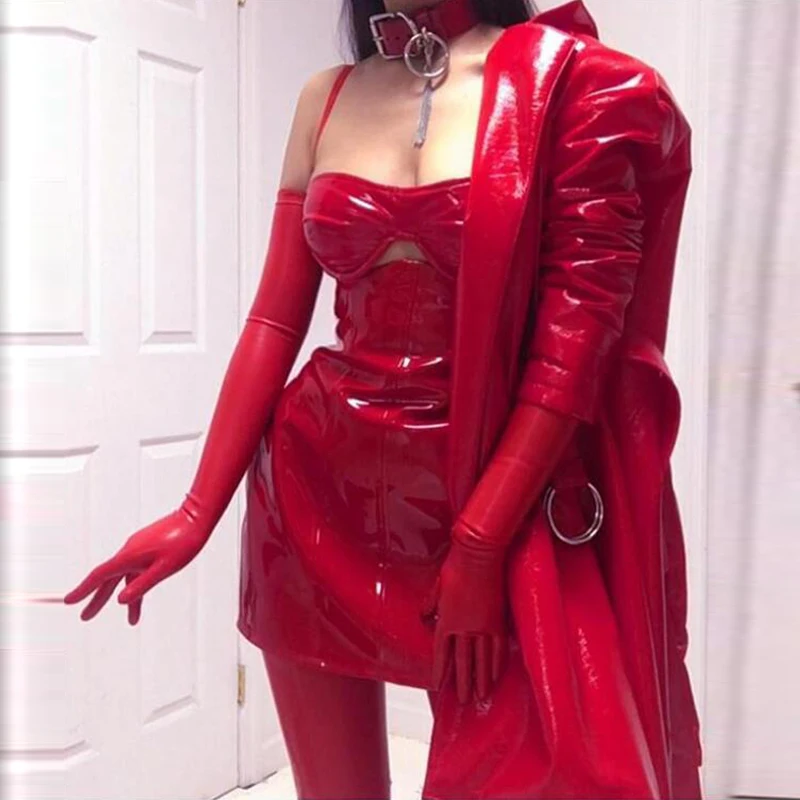 Летние новые стильные юбки из искусственной кожи А-силуэта, женская сексуальная облегающая красная модная мини-юбка, Женская высококачественная одежда для вечеринок в стиле ампир