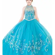 Довольно A-Line Цветы Девочки Платья Аппликация Цветы Бисероплетение Junior Невесты Платье Тюль Детские Маленькие Девочки Платье Выпускного Вечера LD1629