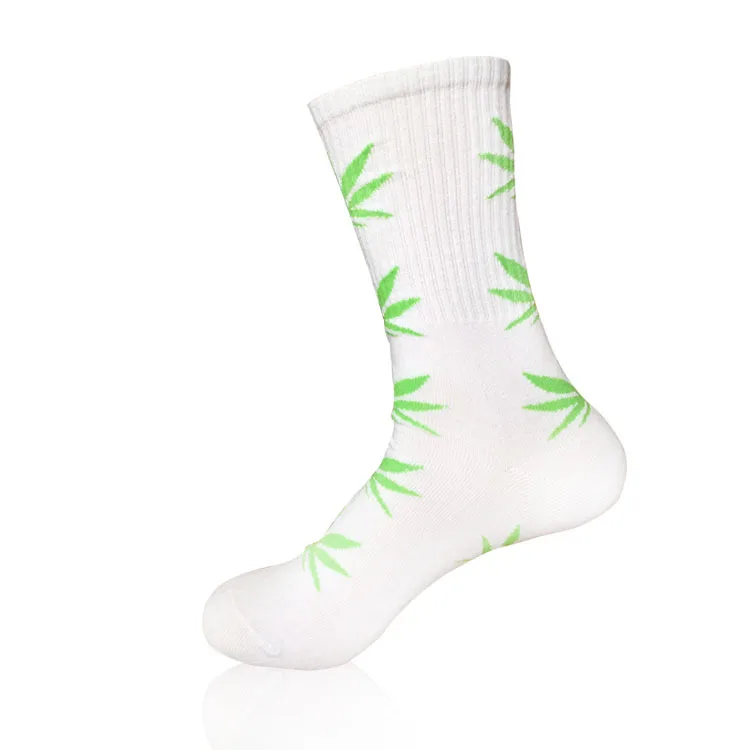 Модные удобные хлопковые носки высокого качества, 1 пара повседневные длинные носки с листьями и кленовыми листьями - Цвет: Синий