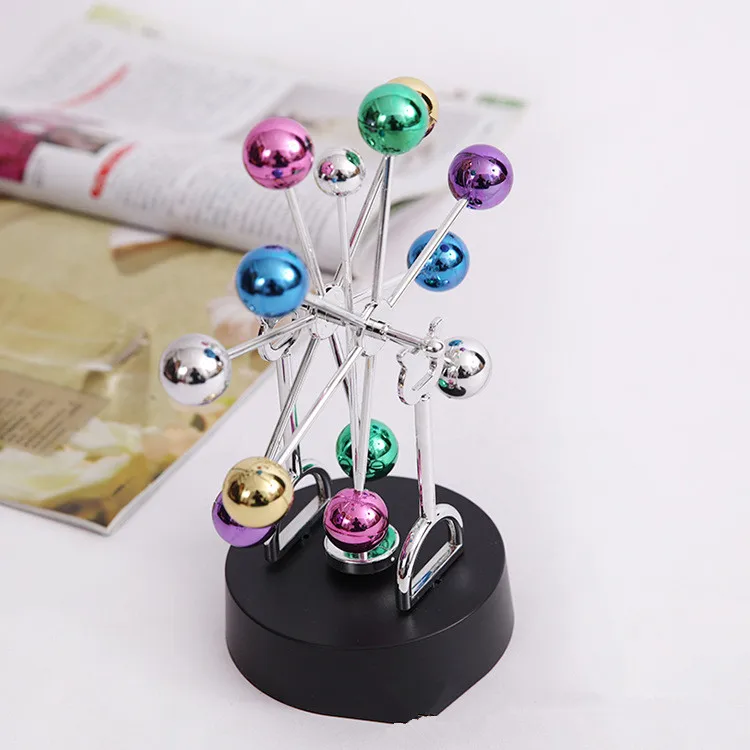 1 PC kolorowe obrót diabelski młyn Newton wahadło piłka akcesoria DIY magnes obrotowe wieczny piłka dekoracja biurka LZ 007 9 2536114398_1759011591