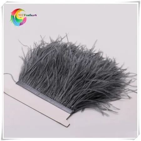 20 dark gray ostrich feather fringe 2