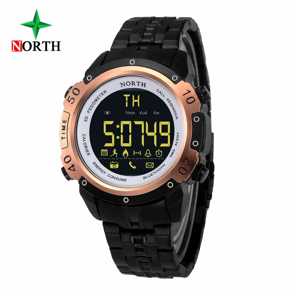 

NORTH Smart Watch Men LED Analog Digital Watches Waterproof Sport Wristwatch Steel Mens Watches Chronograph Relogio Masculino