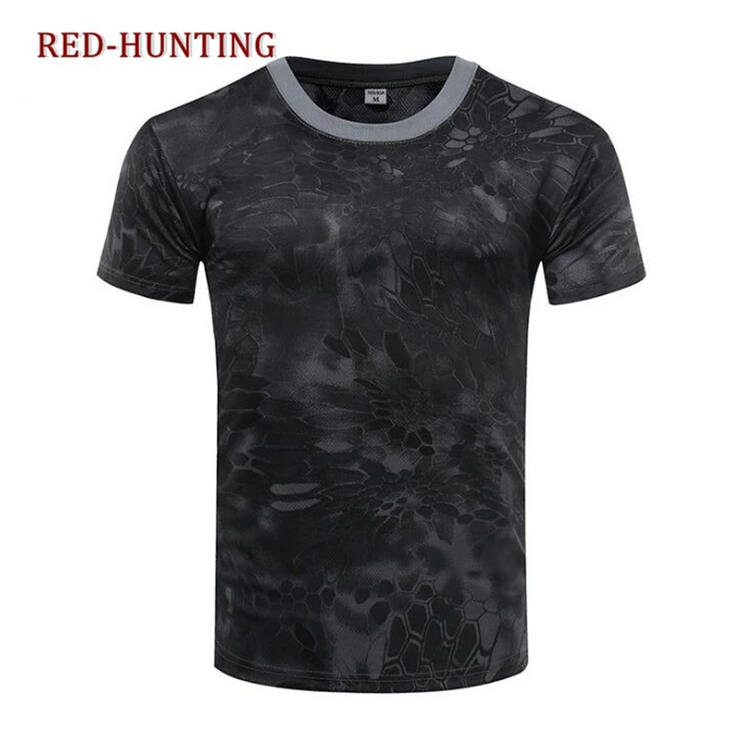 DHUNJCSBD Military Camouflage T Shirt Men Army Combat Tactical T-Shirt Summer Quick Dry Breathable Camo T Shirts