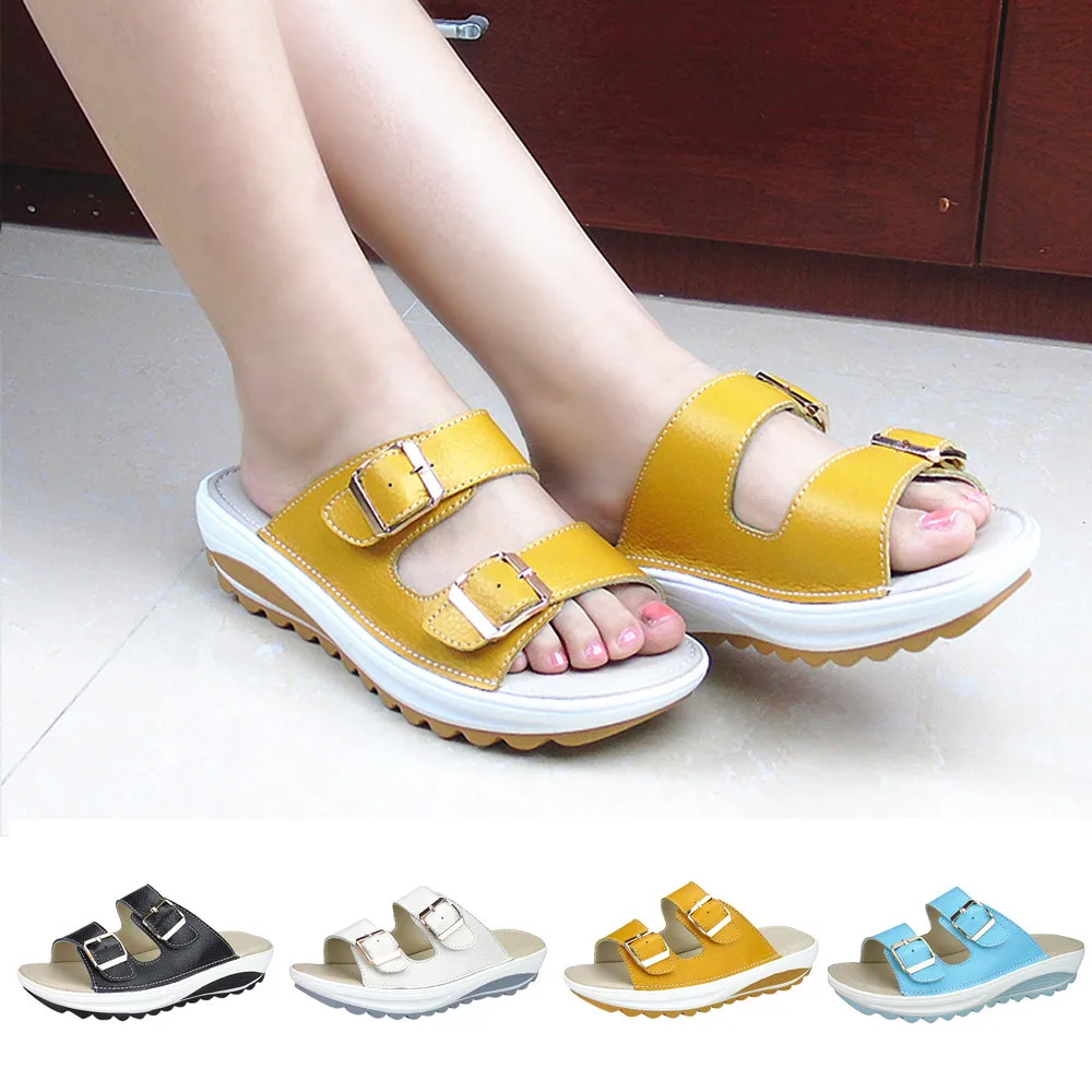 

Popular Summer Women Casual Sandals Beach Slipper Peep Toe Platform Soft Shoes female wedges thick bottom slippers female