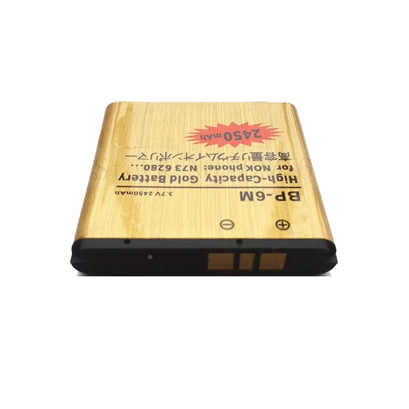 

New 2450mAh High Capacity Gold BP-6M BP 6M Golden Business Battery for Nokia N93 N73 9300 6233 6280 6282 3250 BP 6M Batterie