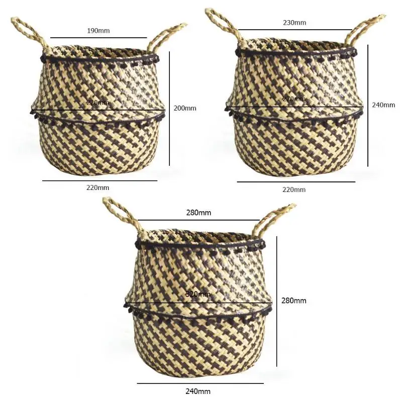 Складная соломенная шляпа для хранения корзина ручной работы прачечная ящик для комнатных растений, в стиле пэчворк, плетеная ротанг