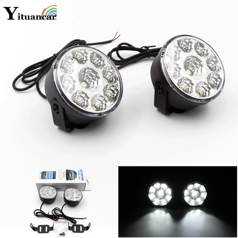 

Yituancar 2Pcs 2X9 5050SMD LED Front Fog Work Lamp DRL Daytime Running Light Car Styling Source For Motorcycle 4X4 4WD SUV Boat