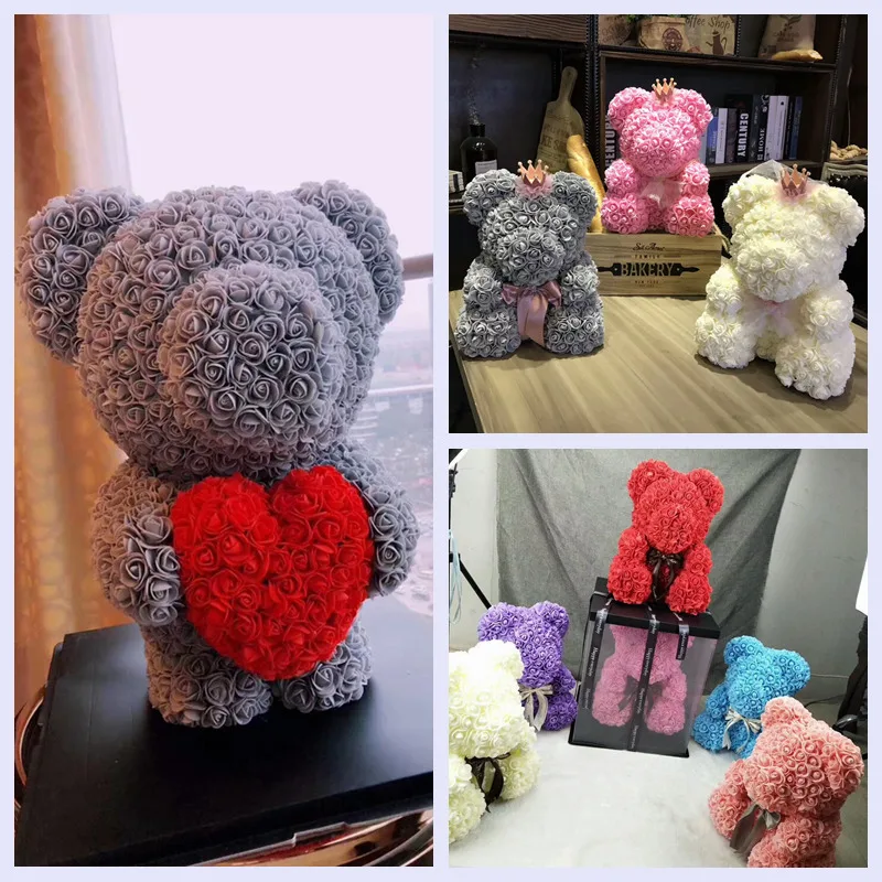 JAROWN Rose Flower Bear Mould DIY Handmade Foam Hug Bear Valentine's Birthday Gift Puppy Heart Shaped Home Wedding Decoration (20)