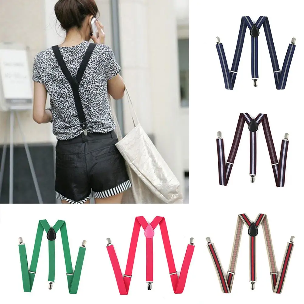 

2019 New Elastic Y-Shape Braces Men's Women's Solid Color/Stripe Adjustable Suspenders Free Shipping fashion