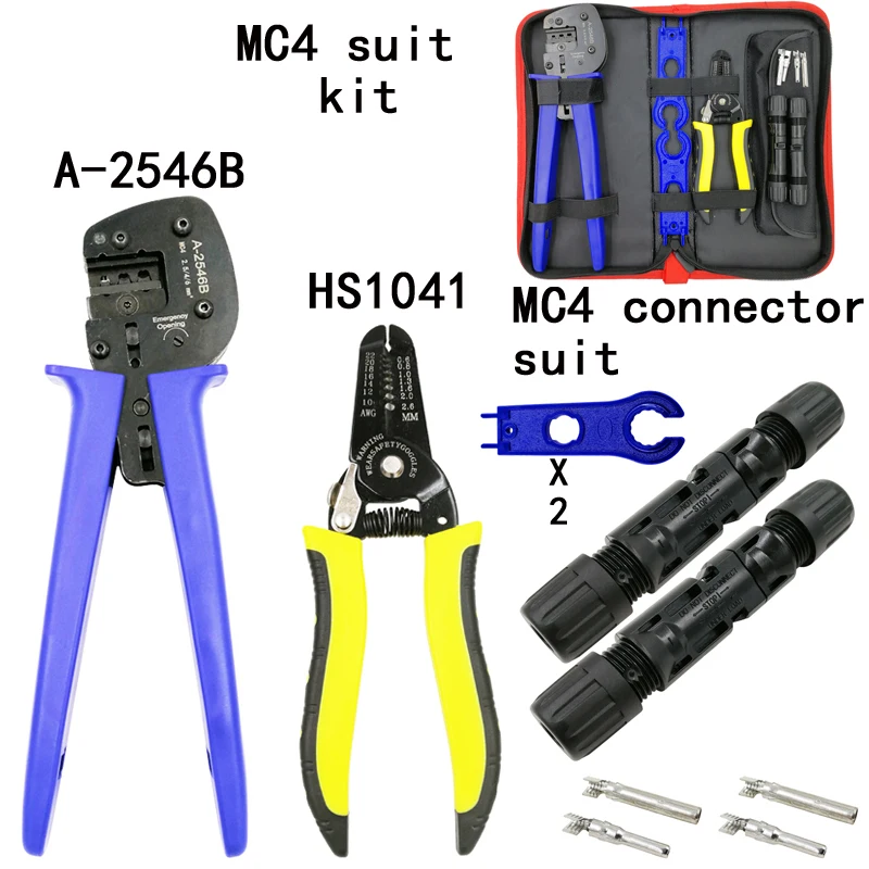 Солнечные фотоэлектрические обжимные Наборы инструментов для A2546B 2,5-мм2 MC3/MC4 соединители набор солнечных инструментов с MC4/MC3 щипцы для зачистки