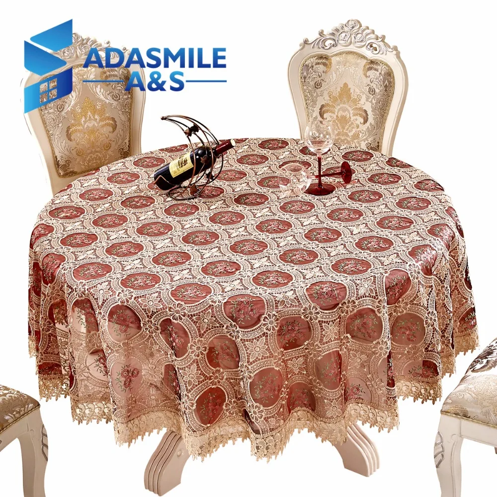 

Adasmile Crochet Floral Elegant Round Lace Table Cloth Table Cover Overlays Tablecloth For Banqute Wedding Party Decoration
