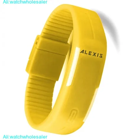 DW447F Rectangular Yellow Watchcase Silicone Yellow Band Men Women Digital Watch