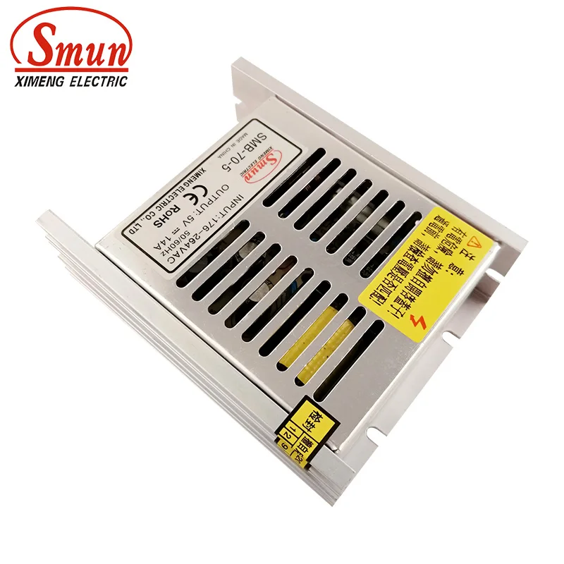 

SMUN SMB-70-5 70W Ultra Thin Type Single Output Switching Mode Power Supply 5V 14A AC-DC Slim Led Driver