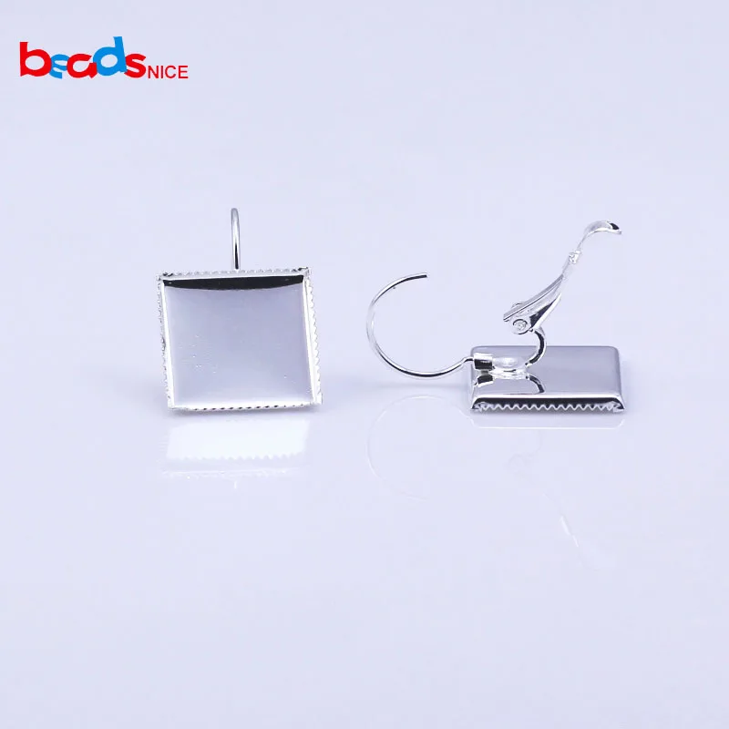 

Beadsnice square earring components earrings hooks cabochon base setting bezel diy jewelry findings making fittings dentoid base