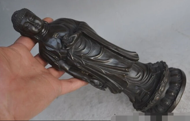 

S0650 10" chinese tibet buddhism temple bronze lotus sakyamuni Tathagata buddha statue