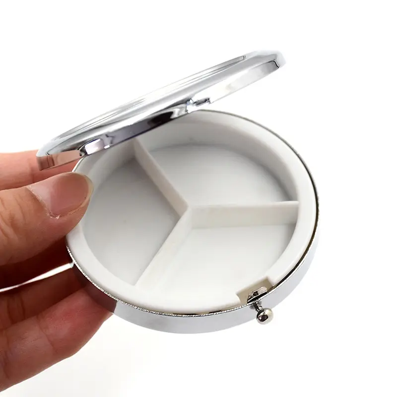 Portable Pill Cutter Splitters Metal Pill Box Folding Pill Case Container For Simple Medicines