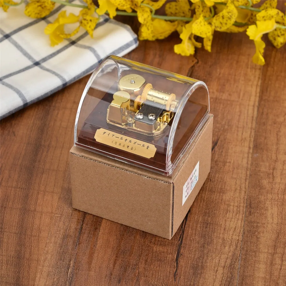 Creative Transparent Acrylic 18-Note Wind-up Musical Box Dome Box with Stop Button for Girl,Christmas Gift Birthday Gift for Kid