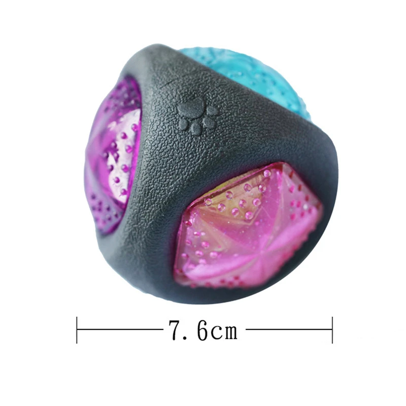 Dog's Bouncy Toy Rubber Ball Bite-resistant Pet Teeth Grinding Training Ball with Sound and Multi-color Lights Squeaky Balls Toy