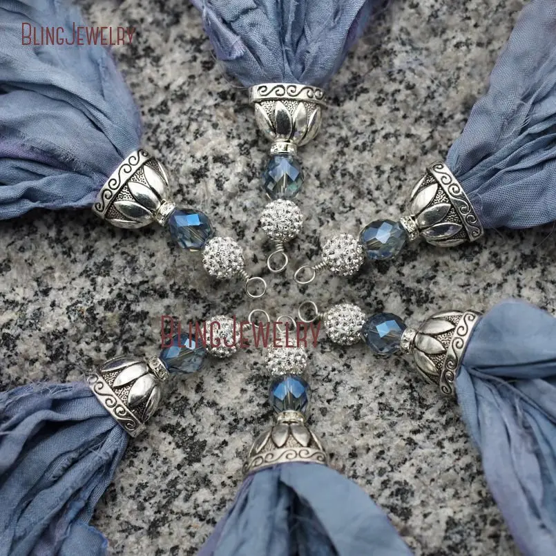 20171213-PM9045- Cerulean Sari Silk Tassel Pendant Oxidized Silver_9