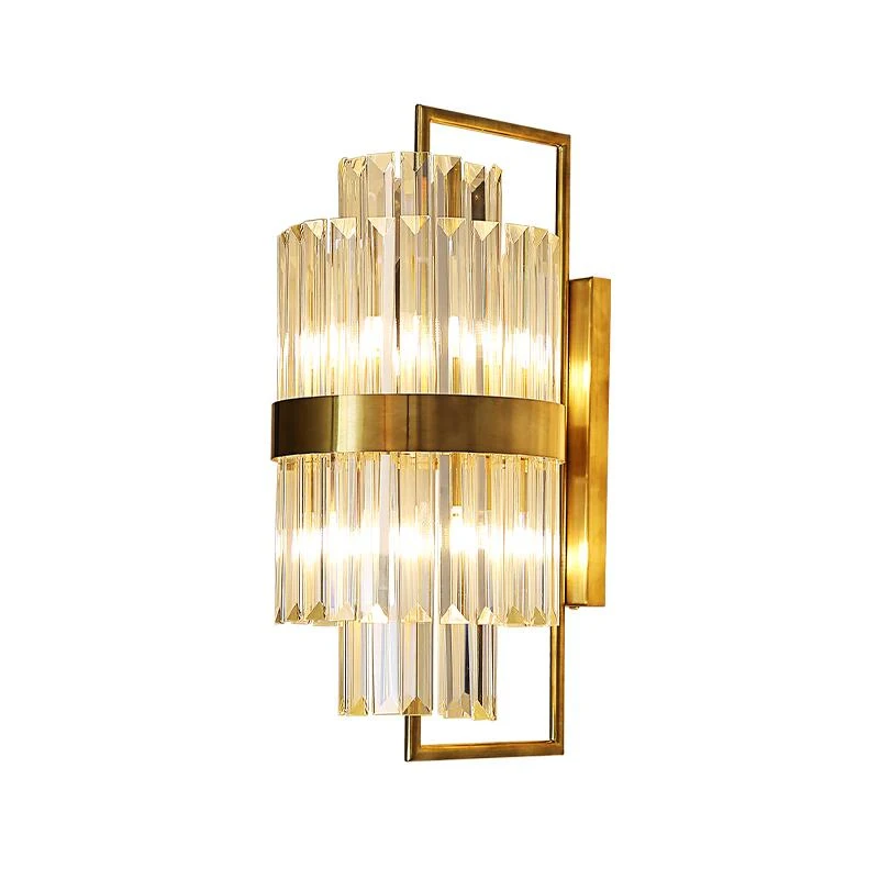 

Modern crystal wall lamp luxury gold k9 crystal lamp for living room hotel corridor LED lights