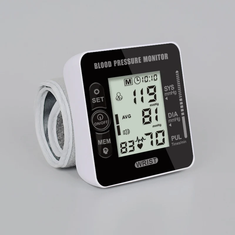 Wrist Blood Pressure Heart Monitor Tensiometer BP Pulse Rate Meter Tonometer LCD Digital Household Automatic Sphygmomanometer-2