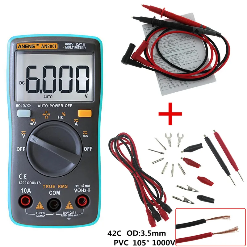 AN8000 AN8001 AN8002 AN8004 Portable LCD Digital Multimeter 6000 Counts Backlight AC/DC Ammeter Voltmeter Ohm Meter Tester digital multimeter multimeter tester