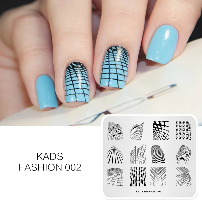 

KADS New Arrival Fashion 002 Series Design Skyscrapers Building Shape Stamp Nail Plate Nail Art Decorations Polish Stamp