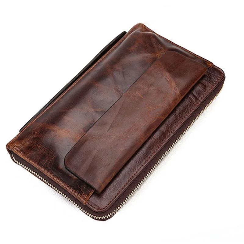 Мужской кошелек из натуральной кожи с масляным воском, ретро клатч, карманные деньги, кошелек, деловой клатч