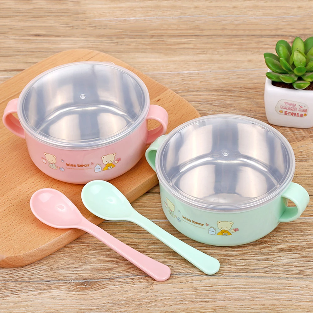Baby Bowl with soup Spoon Stainless Steel Lunch Insulation bowl for