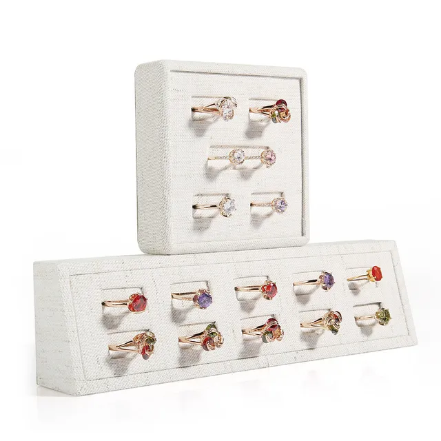 New Fashion White Linen Ring Display Tray Jewelry Small Holder New Fashion White Linen Ring Display Tray Jewelry Small Holder