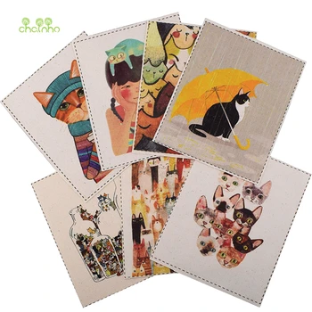 

Chainho,Cats Series,Hand Dyed Cotton Linen Fabric For DIY Sewing Quilting Patchwork Decor Clothes Of Placemat/Purse/Bag/Cushion