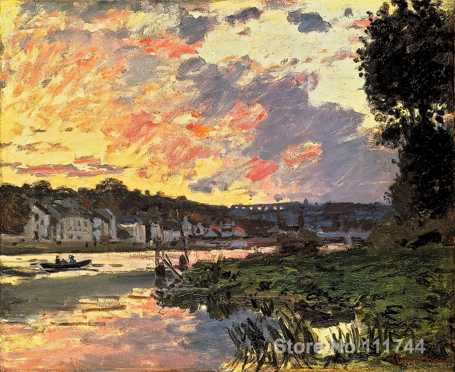 

Copy oil paintings famous artist The Seine at Bougival in the Evening Claude Monet artwork handmade for home wall decoration