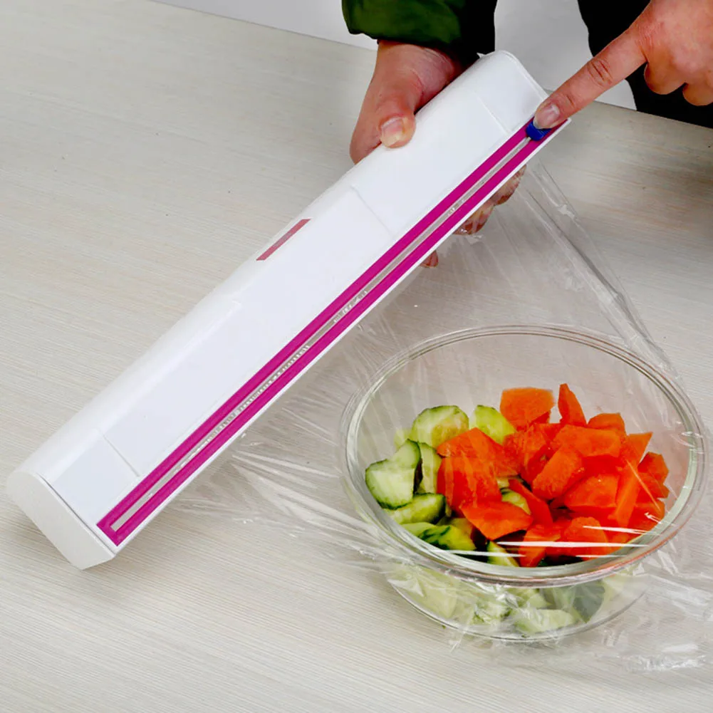 Пищевая обертка Диспенсер пластиковый резак фольга цепляющаяся пленка держатель для хранения коробка кухонные принадлежности FP8