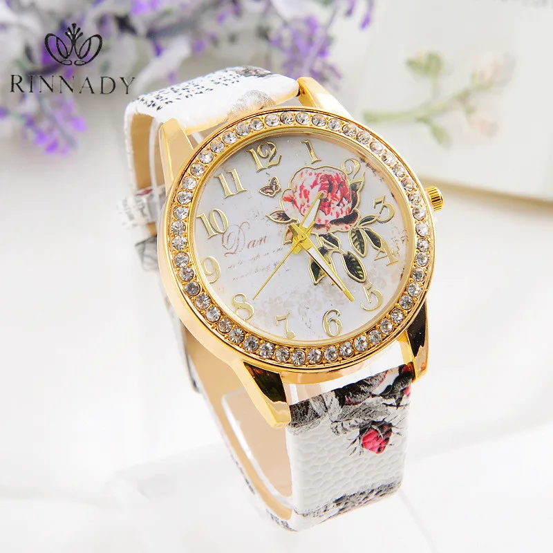 RINNADY Flower font b Watch b font Women font b Watches b font Ladies 2016 Brand